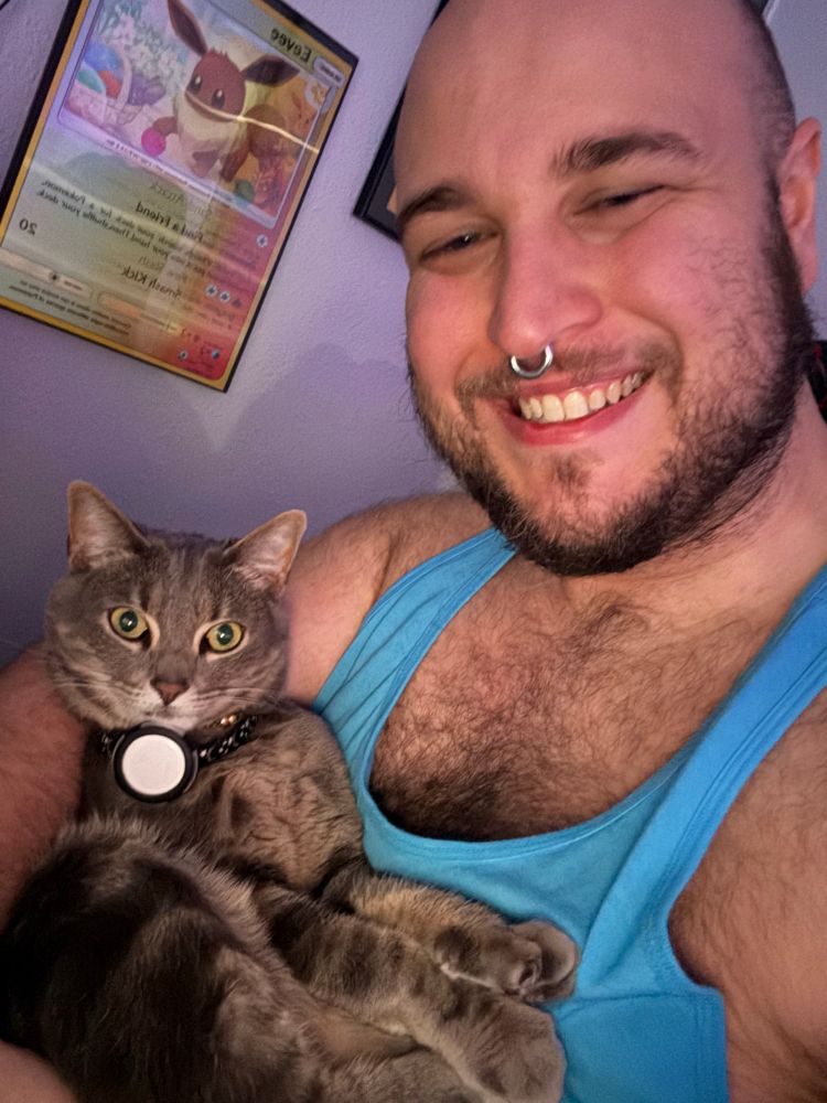 A selfie of me trying to work but our fur daughter Freya has demanded I pick her up and cradle her like a baby