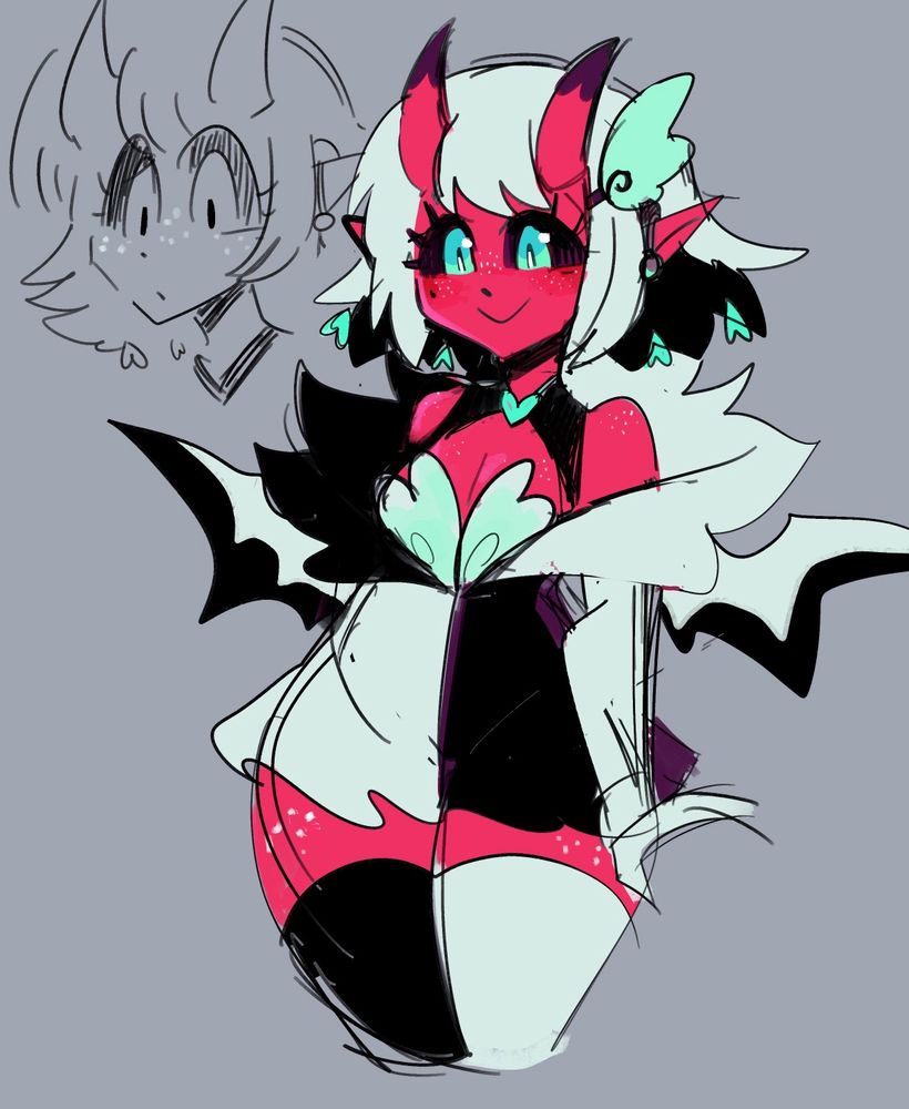 The first concept art of the character Devie Lihtle the concubus 
