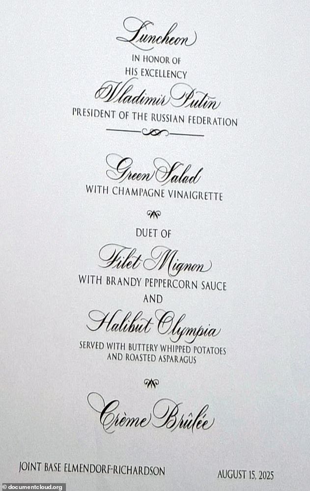 The invitation to the luncheon Trump held for Putin which describes Putin at the top as 