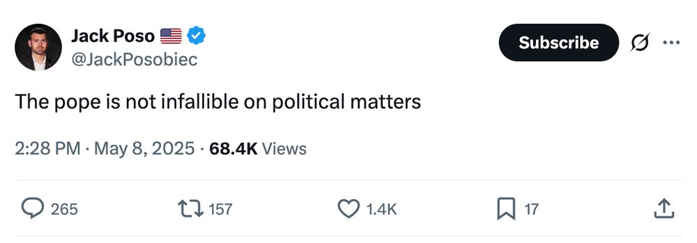 Jack Posobiec says the new pope is not infallible on political matters after learning that he's "woke"