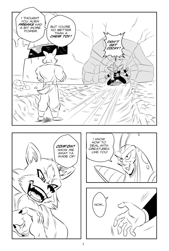 "DB RED: The Red Ribbon Army vs. The Freeza Force" Part 2 page 1. (Dragon Ball Fan manga)