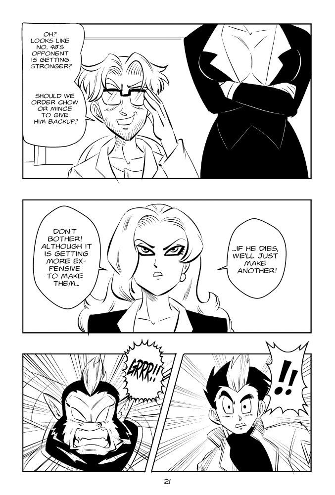 "DB RED: The Red Ribbon Army vs. The Freeza Force" Part 2 page 21. (Dragon Ball Fan manga)