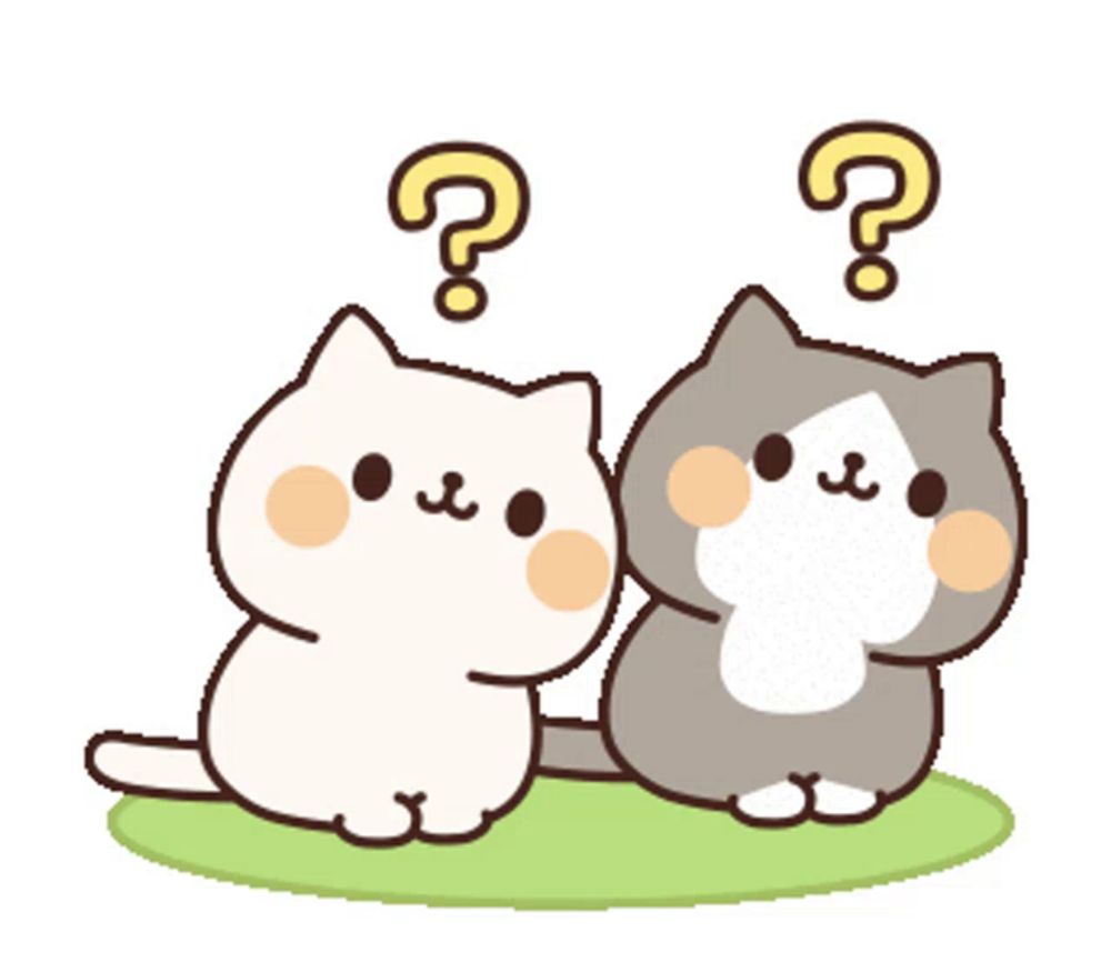 two cartoon cats are sitting next to each other with question marks above their heads