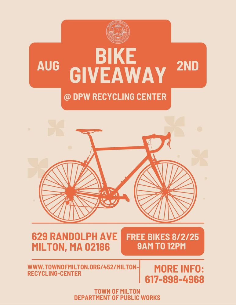 Milton Bike Giveaway, Aug 2 from 9-noon at 629 Randolph Ave in Milton 