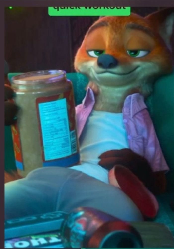 nick wilde relaxing on the couch. I thought this was part of a weight gain sequence no just from the trailer