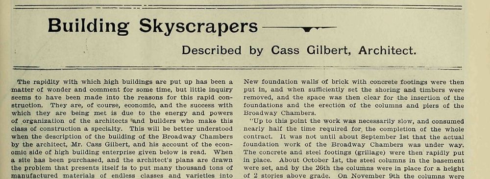 Building Skyscrapers, described by Cass Gilbert, Architect 