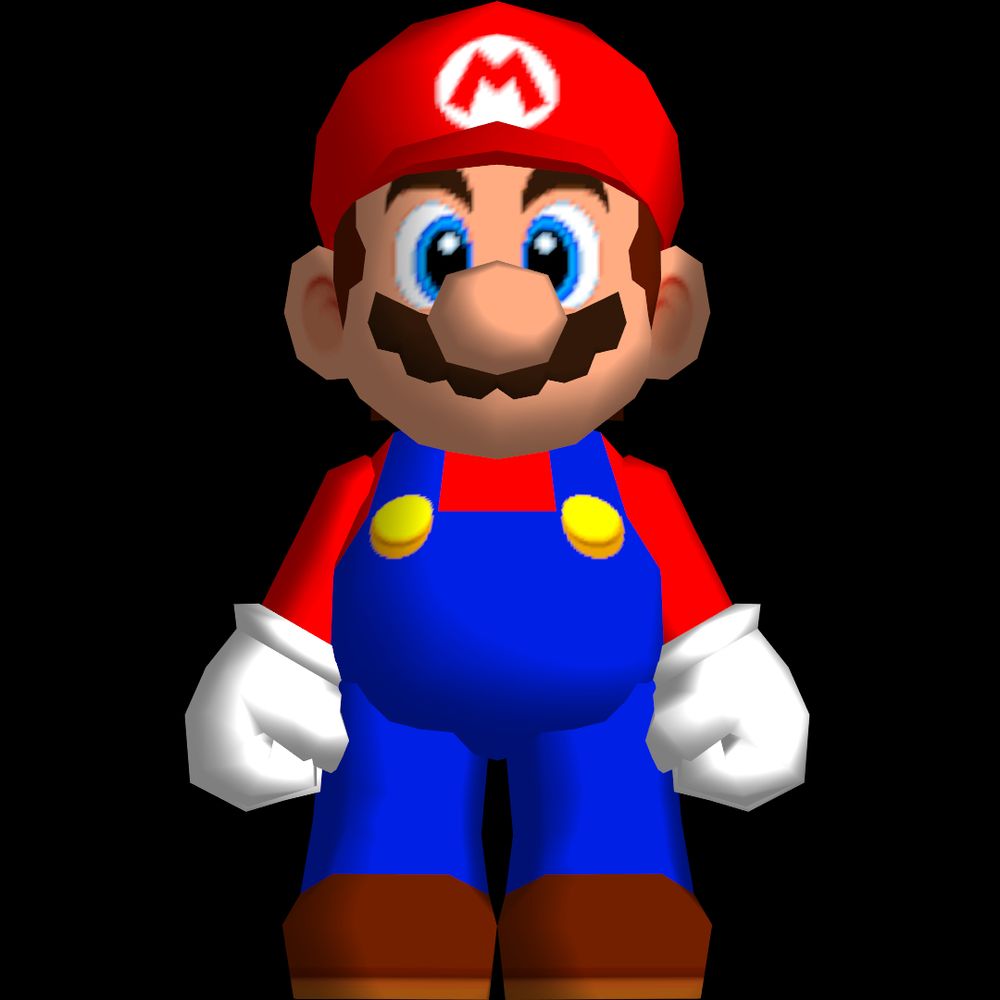 Mario from Super Mario Bros. Wonder loosely styled after Super Mario 64, this photo depicts him with his hat.
