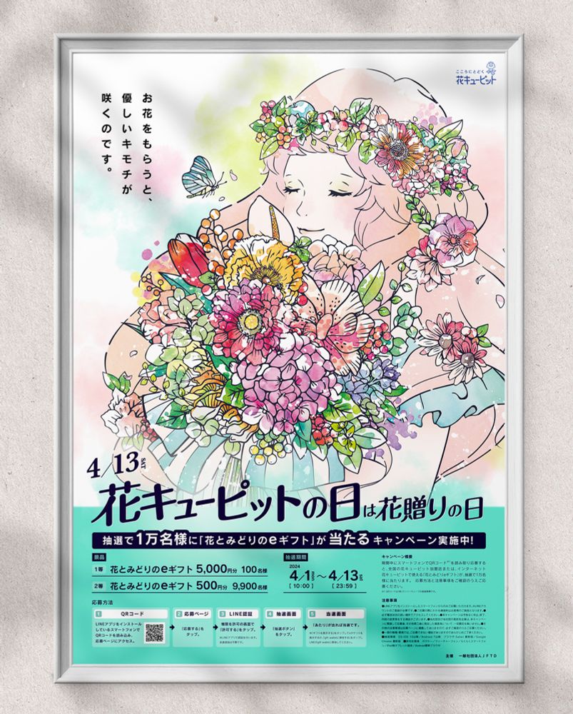 花キューピットの日は花贈りの日 ポスター