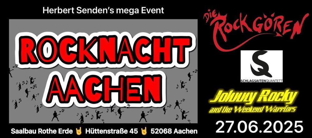 Flyer for the event "Rocknacht" on 27 June 2025 in Aachen