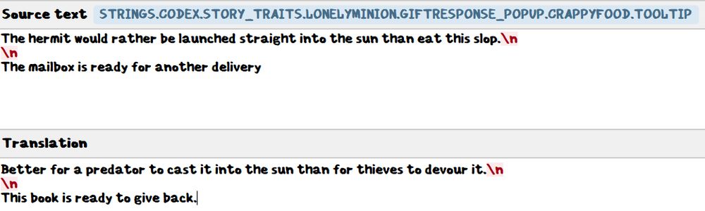 "The hermit would rather be launched straight into the sun than eat this slop.

The mailbox is ready for another delivery" being translated into "Better for a predator to cast it into the sun than for thieves to devour it.

The book is ready to give back"