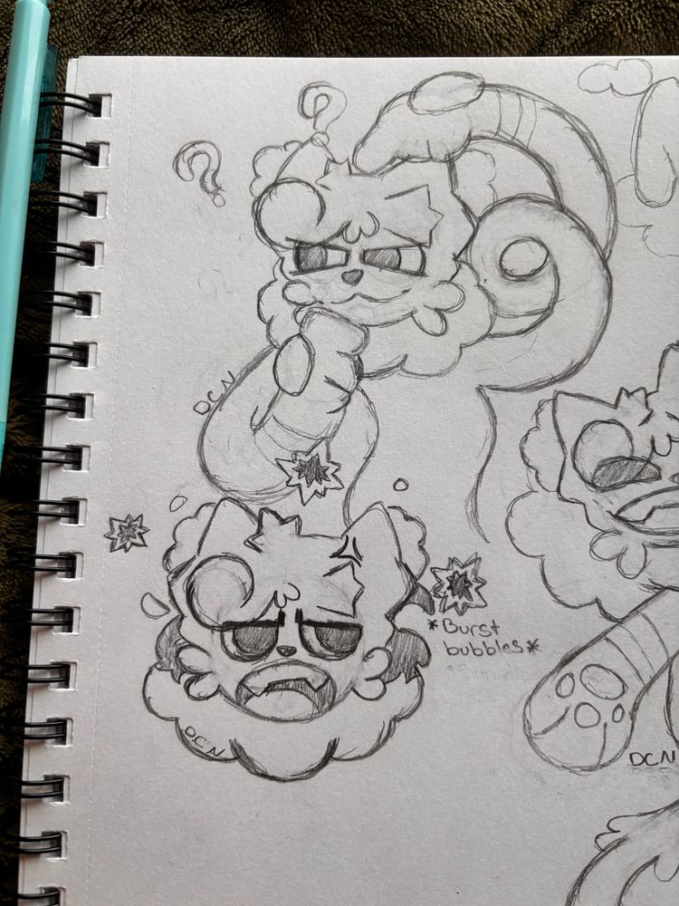 Nimbus being curious and confused. Underneath is Nimbus being irritated with mini bursts of energy 