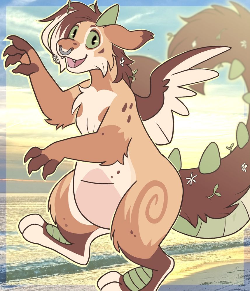 A digital drawing of a furry dragon.
