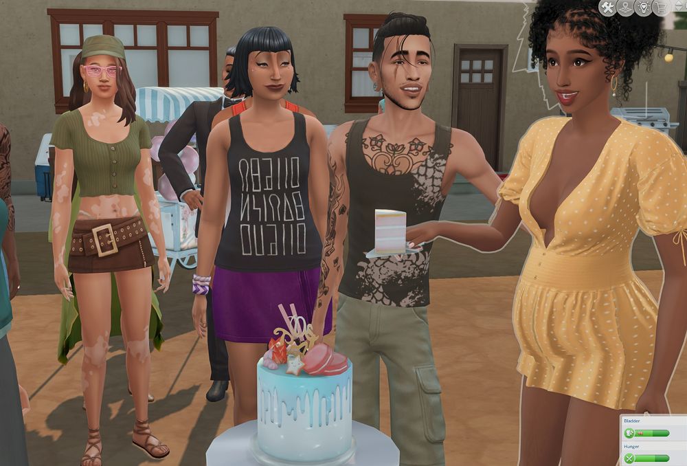 Mariah and Nyon celebrate amongst their friends from high school. They cut a cake to reveal pink frosting--it's a girl!