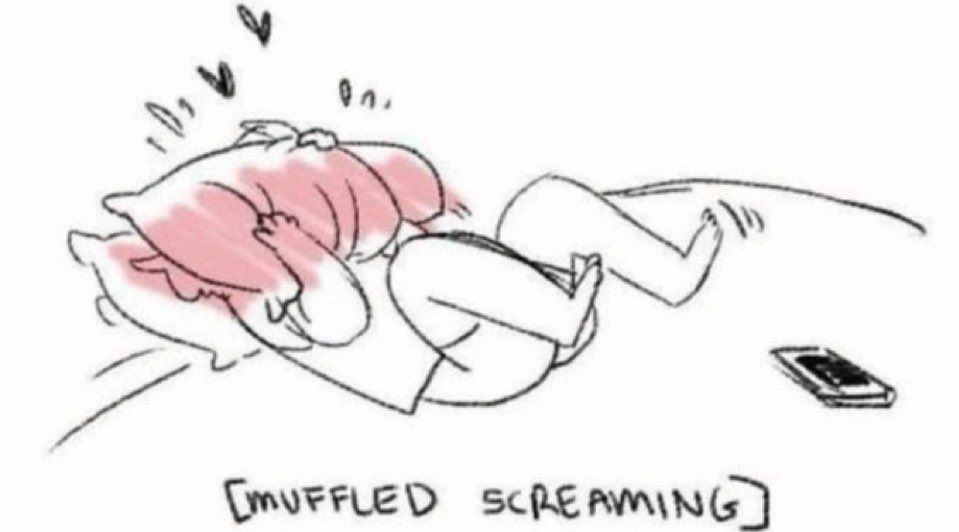 drawing of a meme of a person muffled screaming