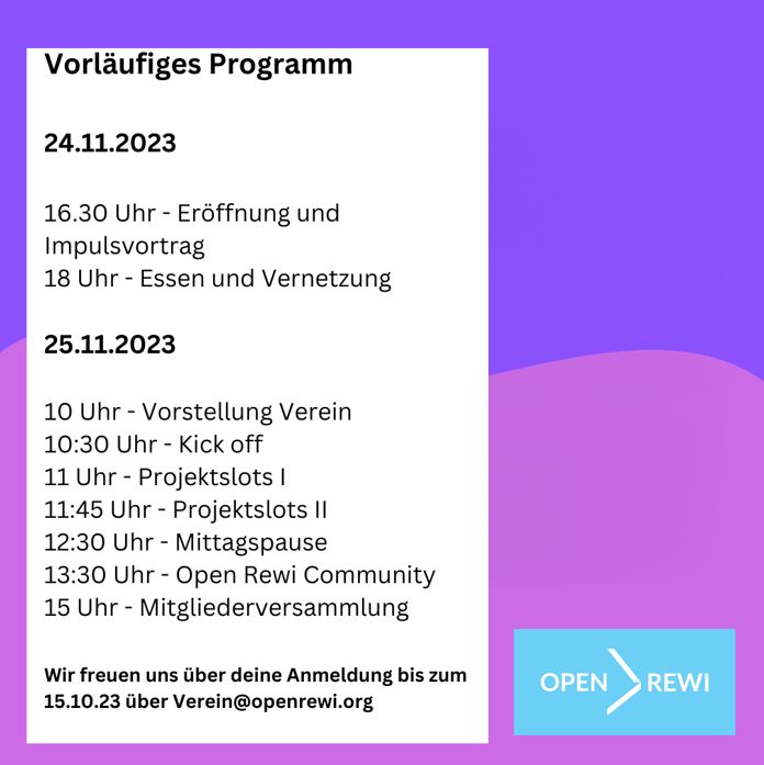 Beschreibung des Programms am 24.11 und 25.11 - Vereinsvorstellung und Community-Arbeit