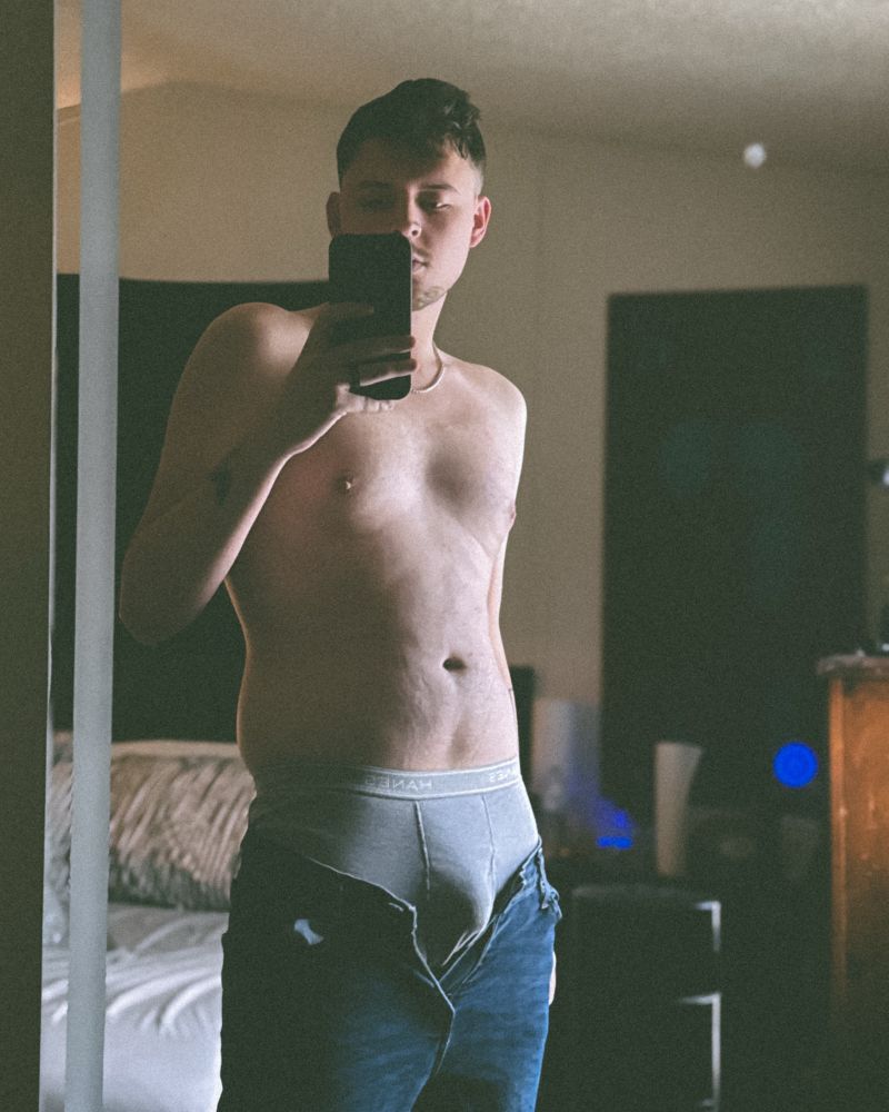 Me in a mirror pants pulled down, underwear on