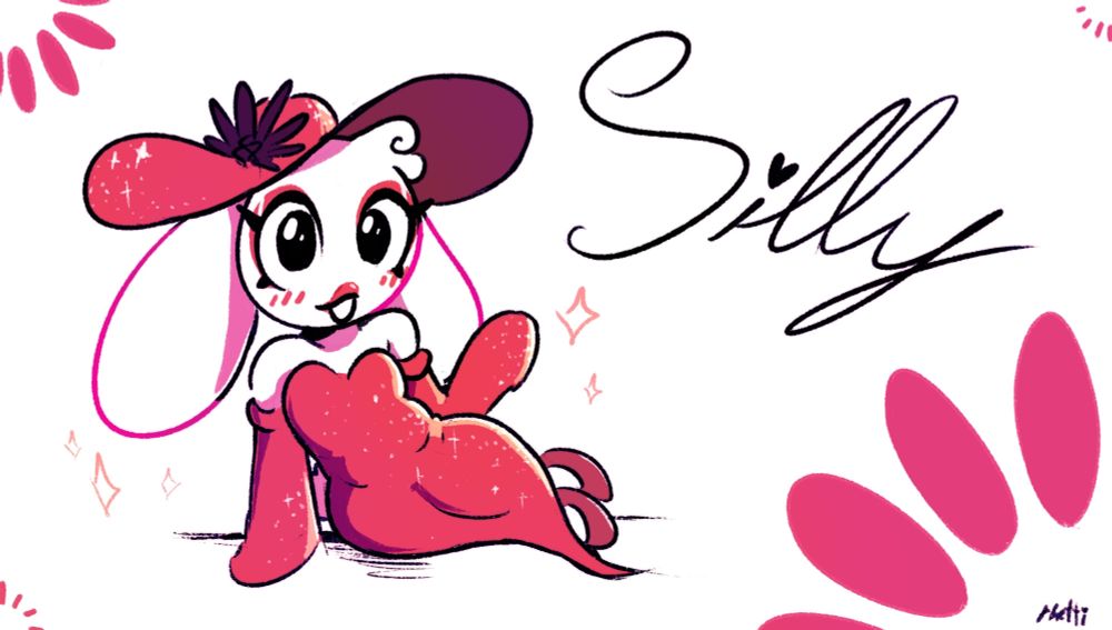 silly in a red dress looking dashing