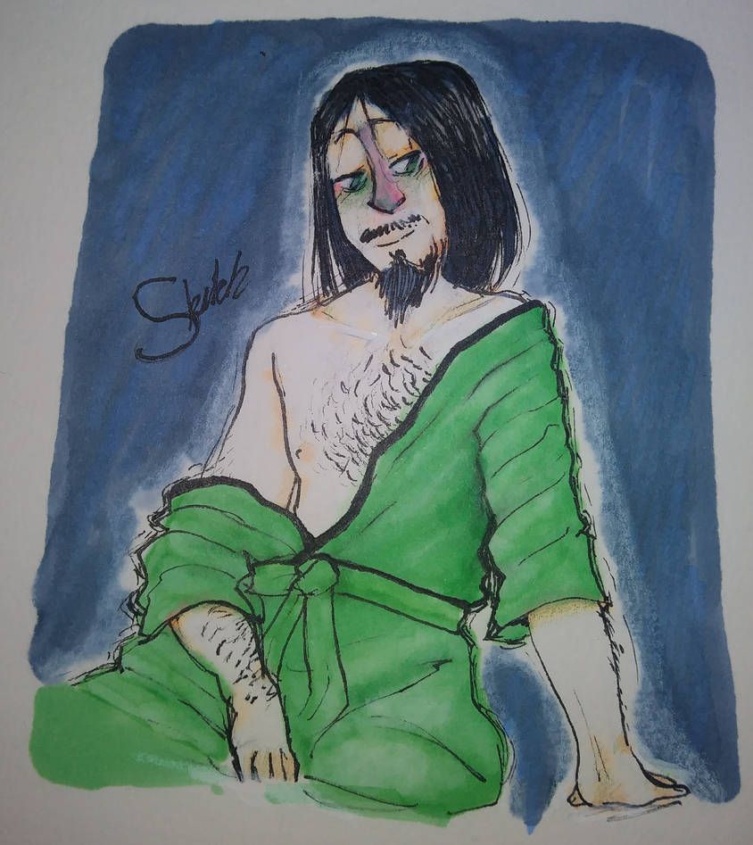 Ivor (MCSM) in a robe with the shoulder off