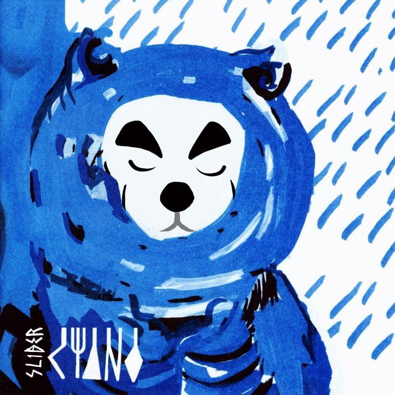 a capa do álbum Ciano da banda Fresno, porém com o personagem K.K. Slider, de Animal Crossing