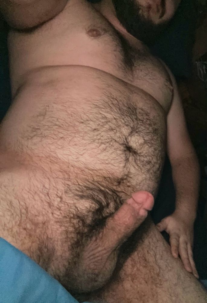 Curious Cub sporting a hard thick cock before bed 
