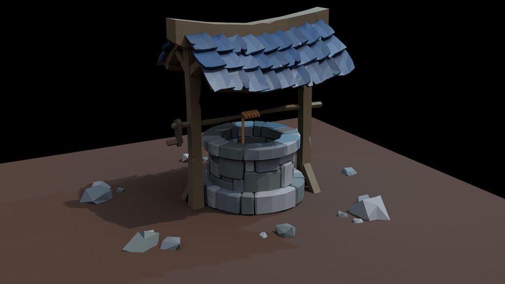3d Rendering of a low-poly well