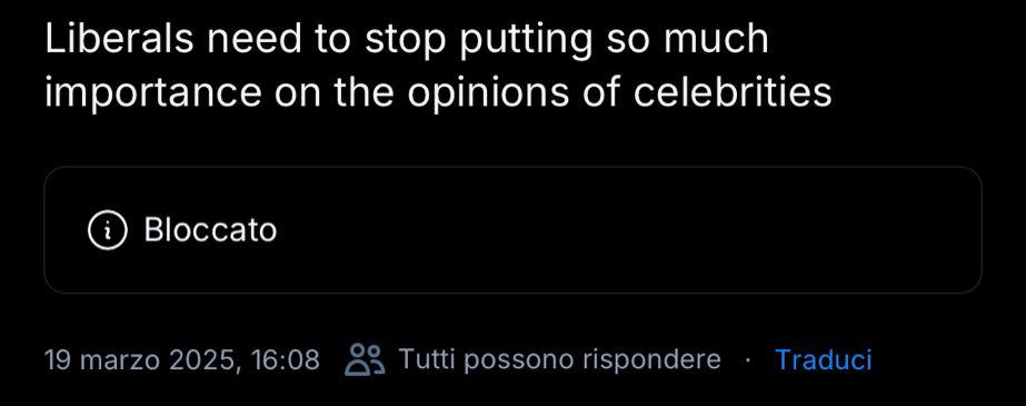 Screenshot of the post I'm replying to. There seems to be a post that they are quoting, but all I can see is "blocked" instead.