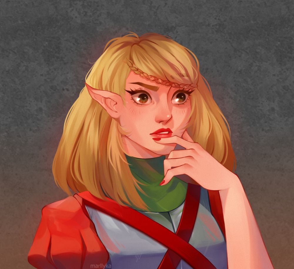 Allison Rose Clariael Hart, the half-elf Hexblade (commissioned art)