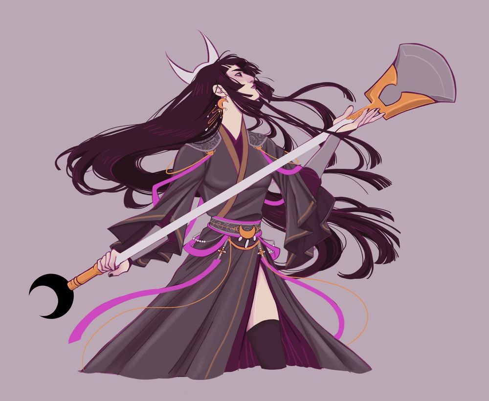 Digital art i drew of female Yin Yu holding the Earth Master shovel