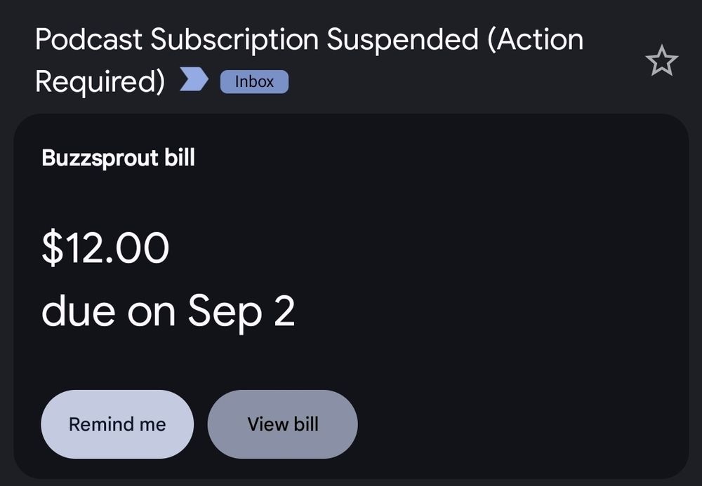 Screenshot de un email donde dice que tenemos hasta septiembre 2 para pagar el hosting.