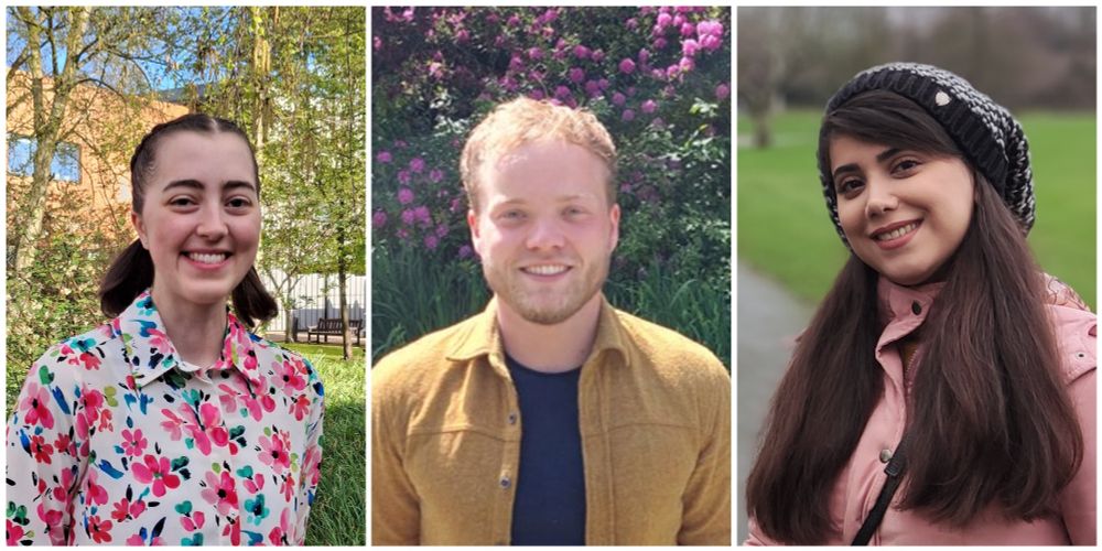 Photos of the RSC poster prize winners, Megan Goss (left), Jelmer Meijer (middle) and Sahar Gholami (right).