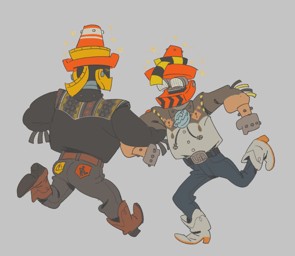 DOLD and LAA in alternative cowboy outfits dancing.