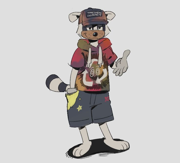 Fullbody of Lynn Decisive with a smug look.