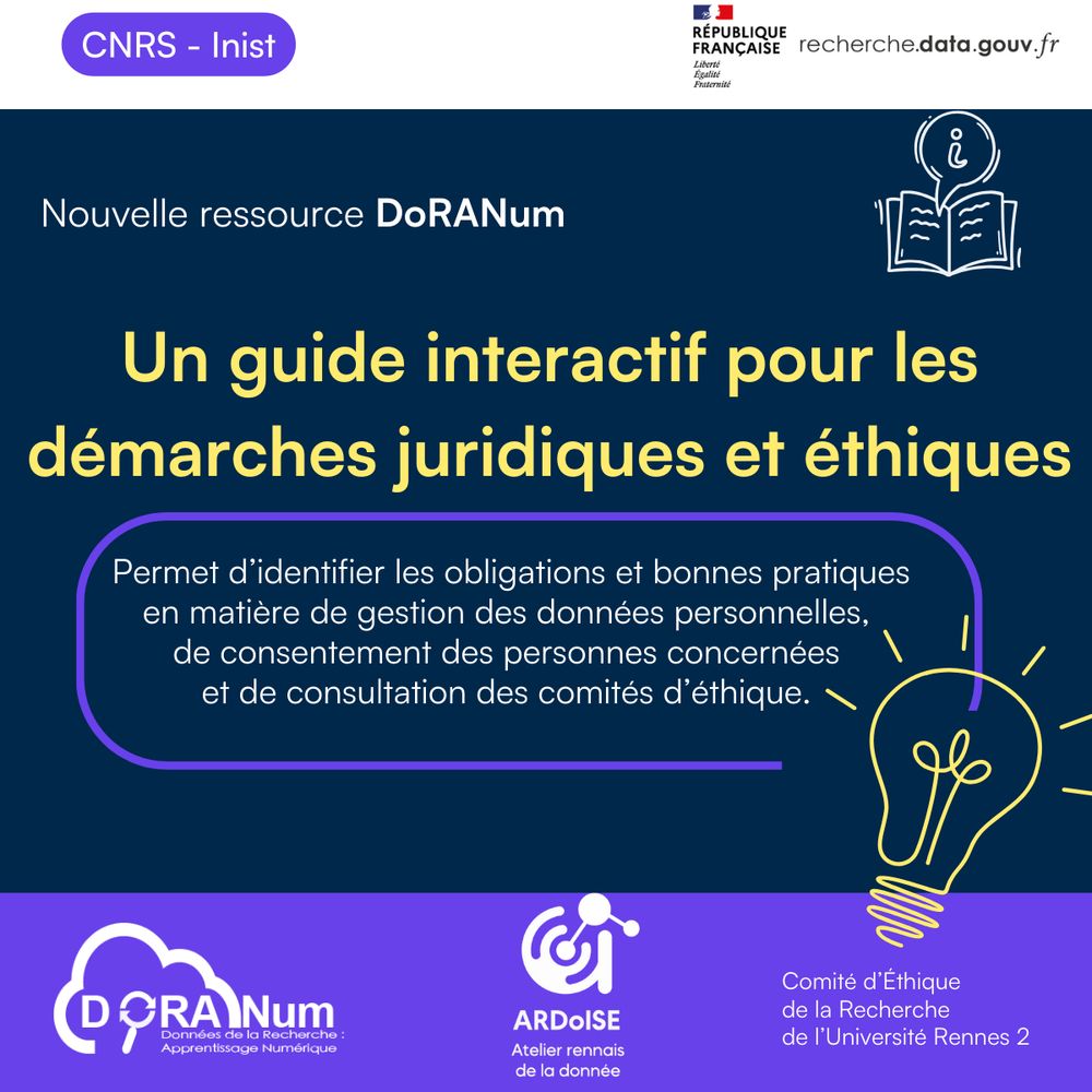 Découvrez un outil inédit pour vous accompagner dans vos démarches juridiques et éthiques liées à la gestion des données de recherche !