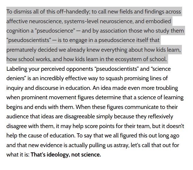 To dismiss all of this off-handedly; to call new fields and findings across affective neuroscience, systems-level neuroscience, and embodied cognition a 