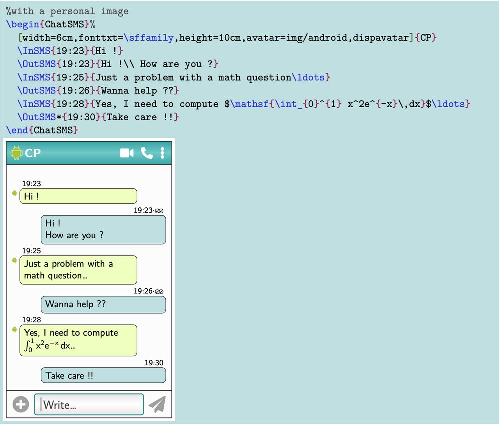 Example of package use: SMS chat