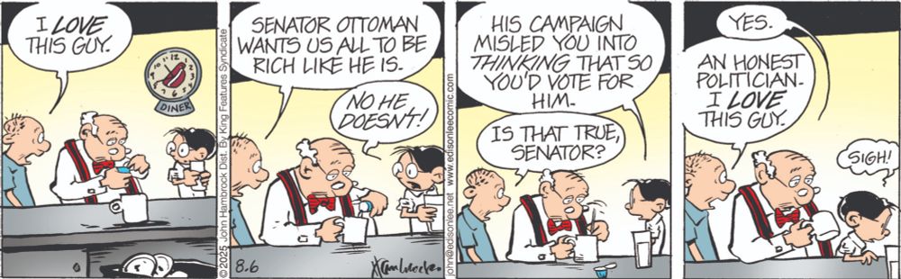 Read the The Brilliant Mind Of Edison Lee comic strip from August 6, 2025, and check out other The Brilliant Mind Of Edison Lee comics by John Hambrock.