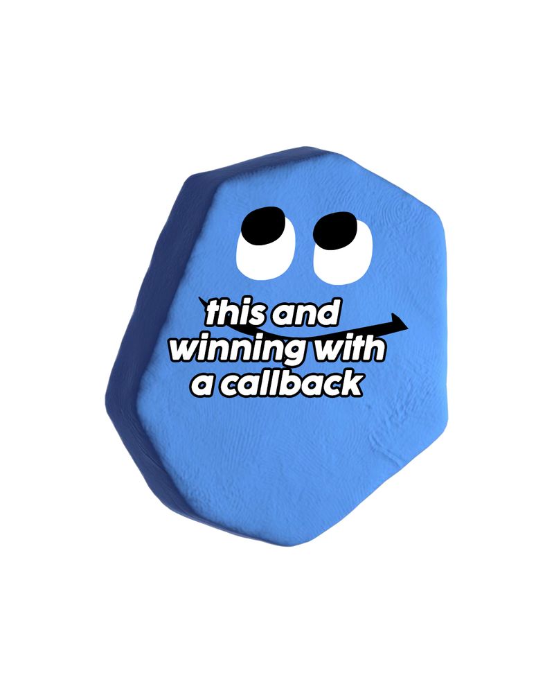 A blue quip from Quiplash with "this and winning with a callback"