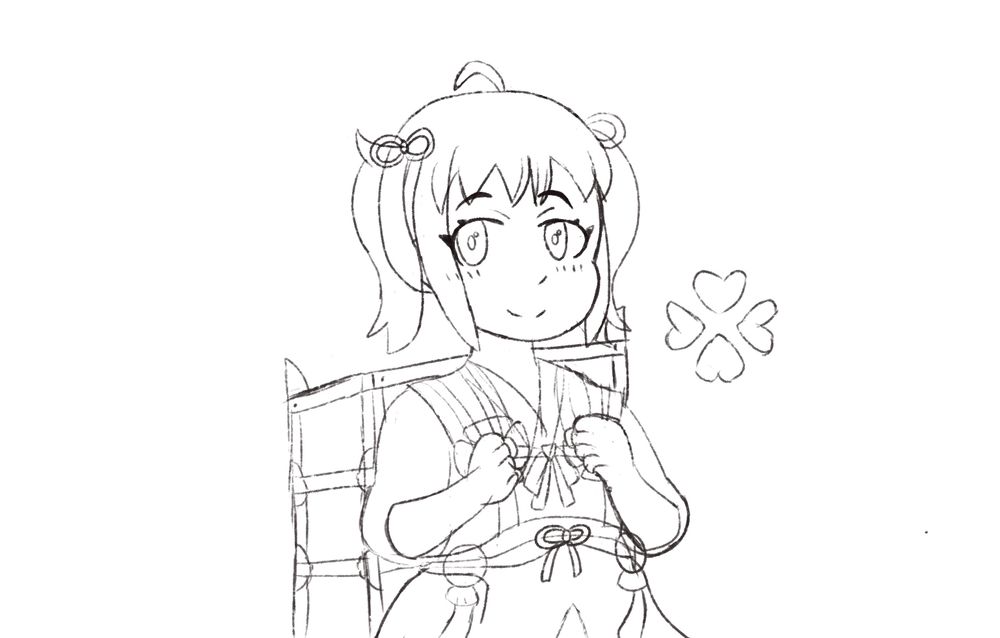A sketch of Midori doing her signature FEH pose!