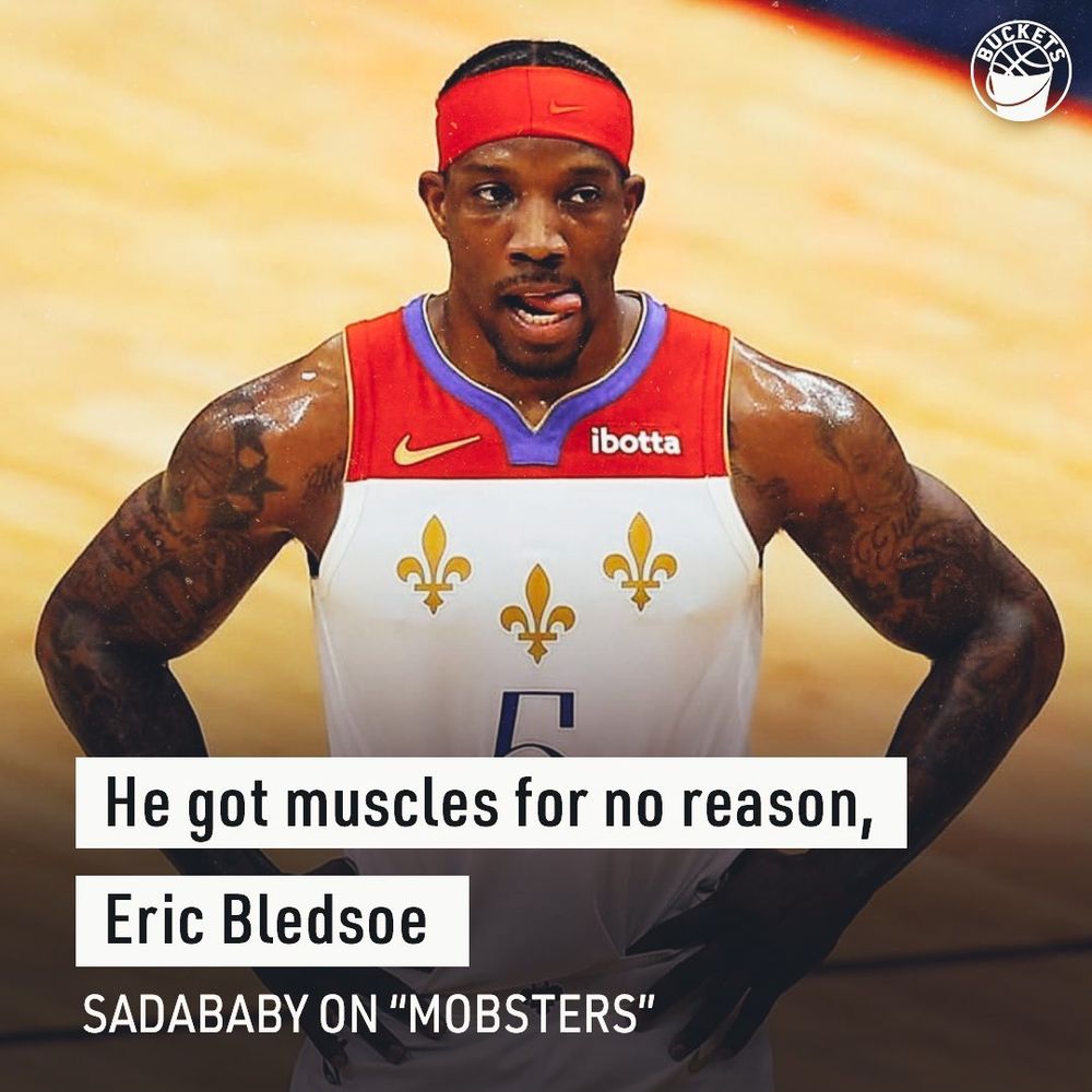 A picture of Eric Bledsoe with the lyrics "He got muscles for no reason, Eric Bledsoe"