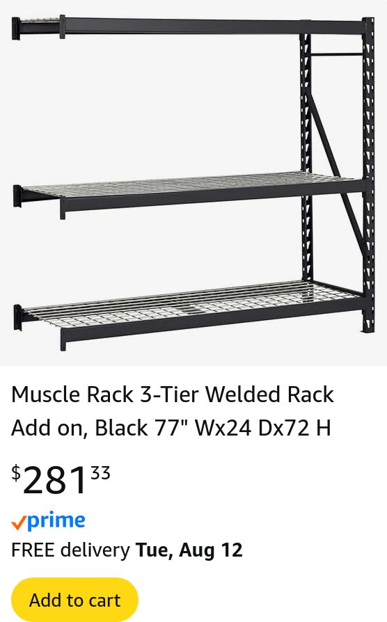 a listing for a heavy-duty welded shelf with the entire left side missing