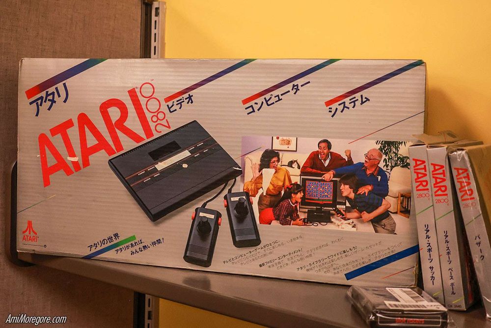 A boxed Atari 2800, the Japanese Atari 2600, and 3 boxed games. Photo by @amimoregore.com