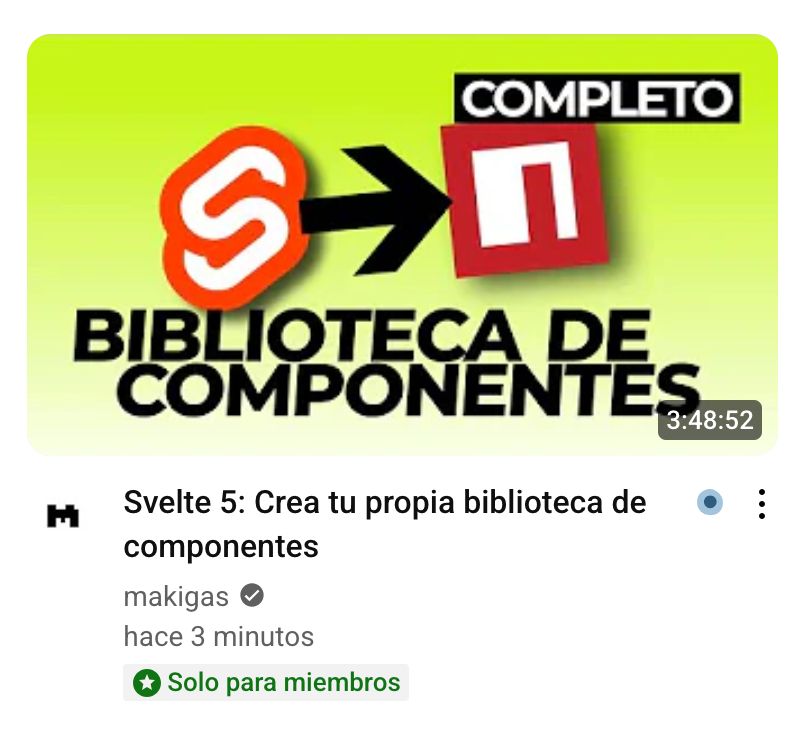 Miniatura de un vídeo de YouTube llamado "Svelte 5: Crea tu propia biblioteca de componentes".