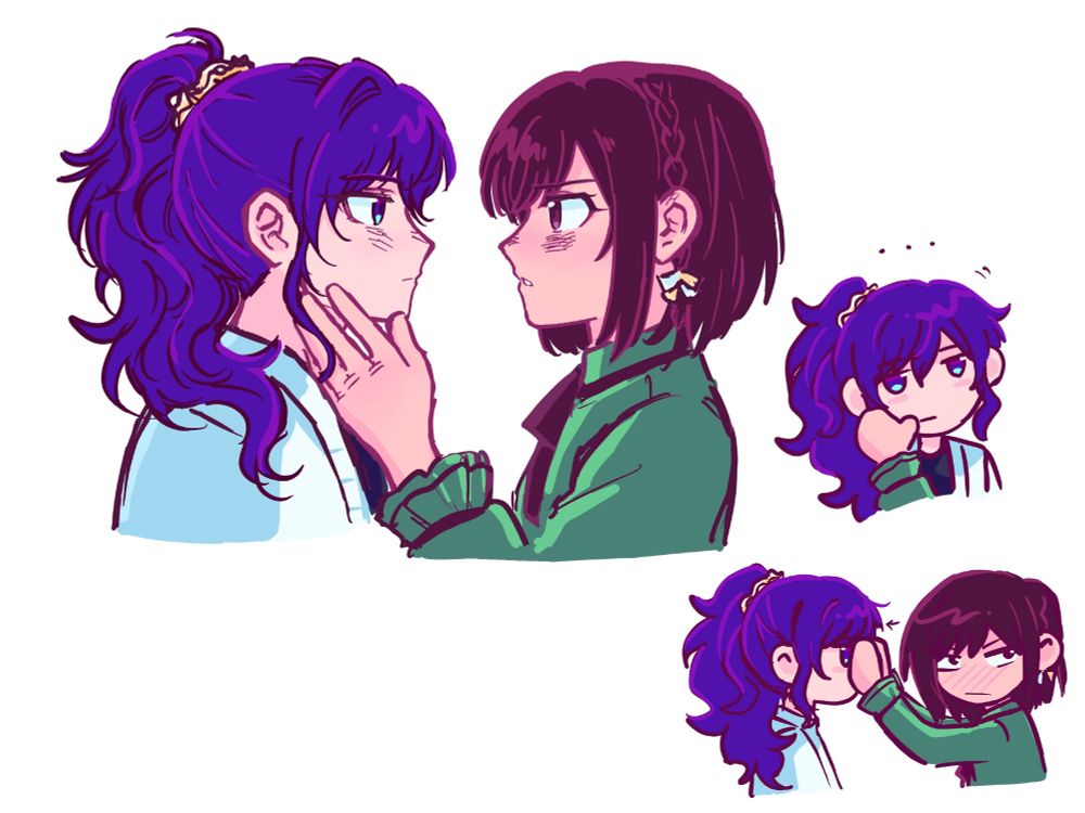 Mafuyu Asahina and Ena Shinonome yuri yaoi gay I hate them. they look into eachother’s eyes NOT with affection. Mafuyu slightly leans into Ena’s hand, but then Ena pushes him away!! What a HATER. 