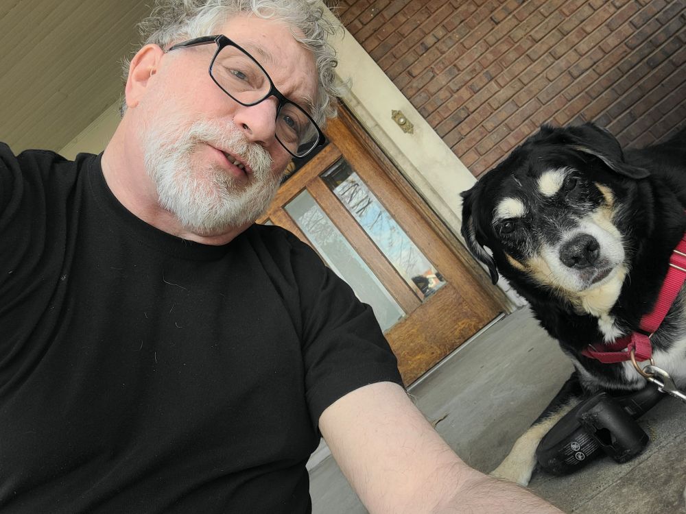 Me with Vita on our porch.
