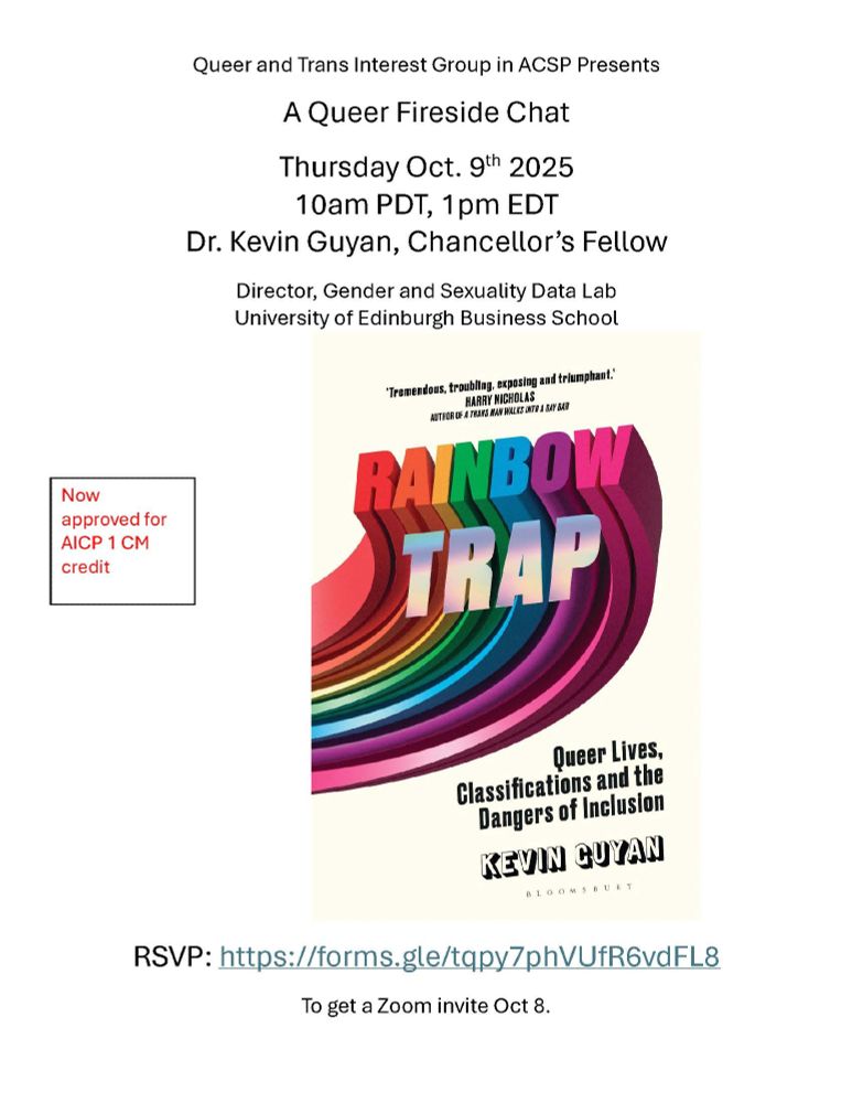 book cover and flyer for QTIG event October 9th. 