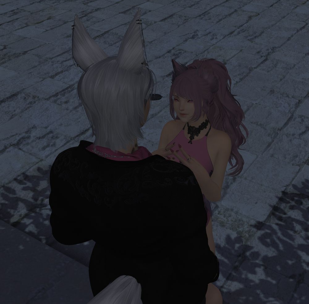 oc pups looking up at auri and smiling