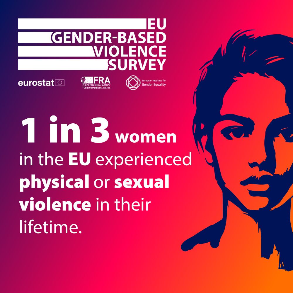 EU gender-based survey: 1 in 3 women in the EU have experienced physical violence, sexual violence, or threats in their lifetime.