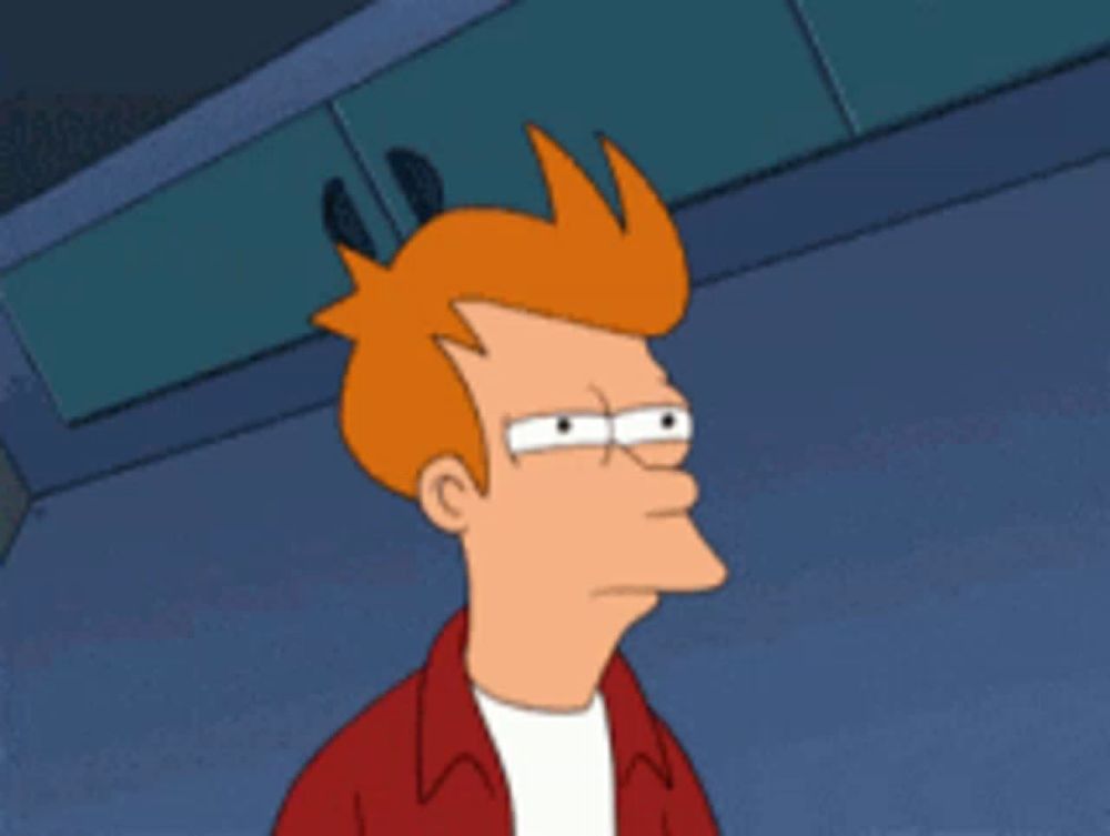 fry from futurama is making a funny face in this cartoon