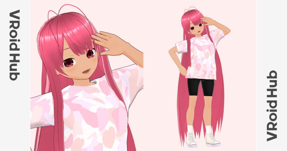 若桜 樹莉 Tシャツ&スパッツコーデ - VRoid Hub