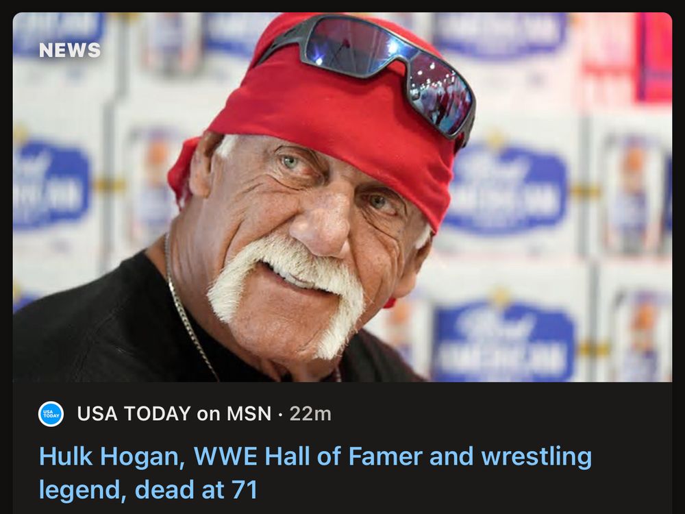 From USA TODAY on MSN
Picture of Hulk Hogan

Hulk Hogan, WEE Hall of Famer and wrestling legend, dead at 71